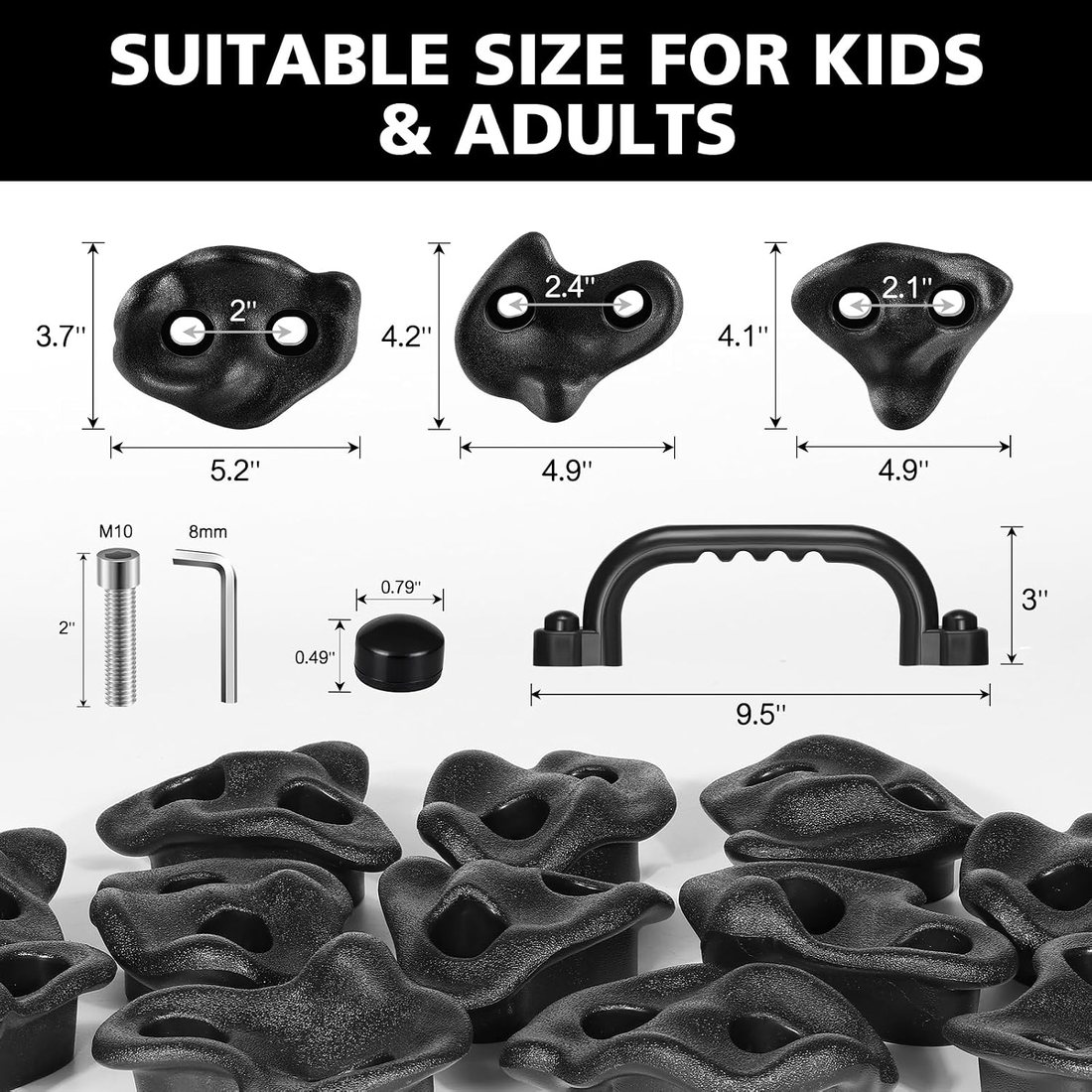 Black Playset Grips, Large Pack, view 5