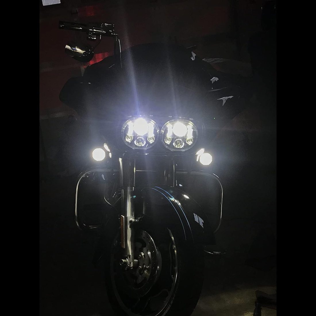 Dual LED Road Glide Headlight, Black, view 3