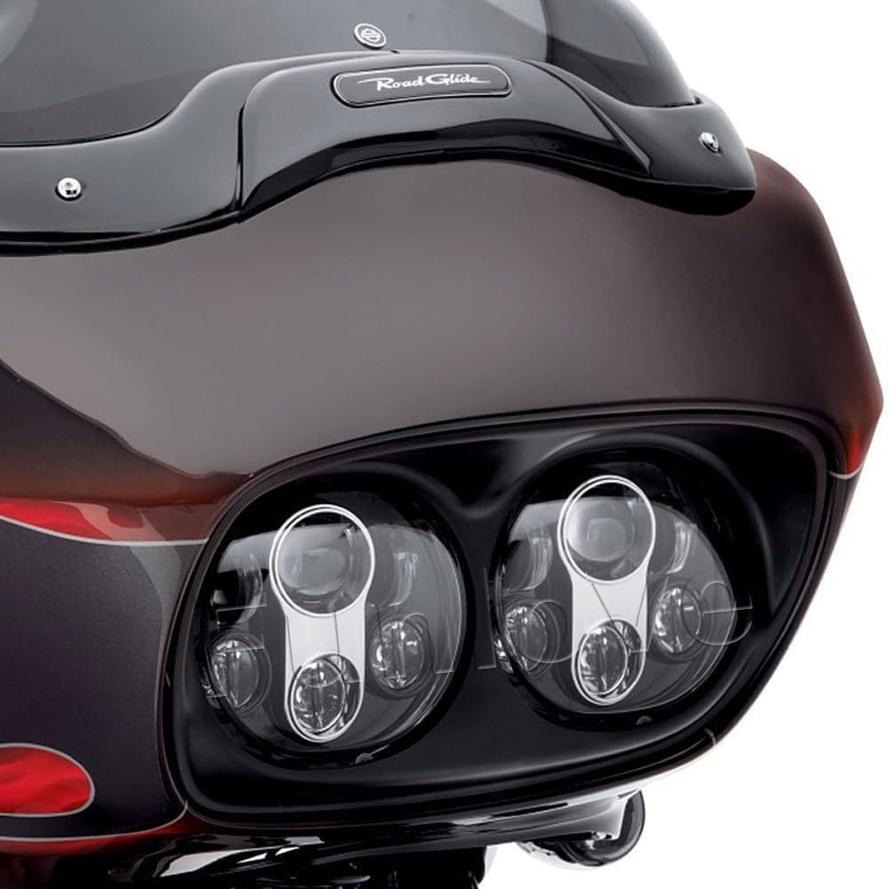 Dual LED Road Glide Headlight, Silver and Black, view 3
