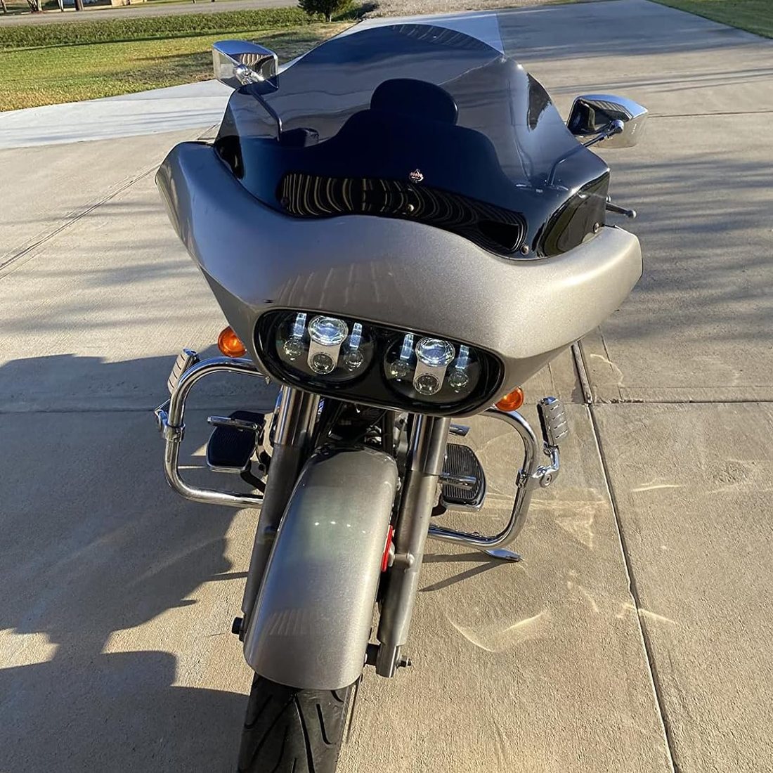 Dual LED Road Glide Headlight, Silver and Black, view 4
