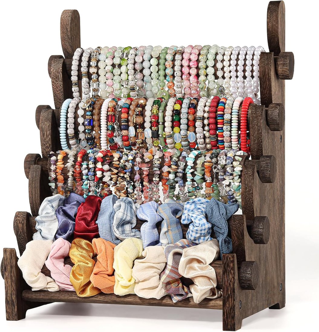 Five-Tier Bracelet Stand, Brown, view 2