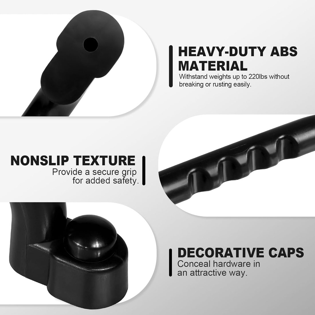 Four Safety Handles, Black, view 4