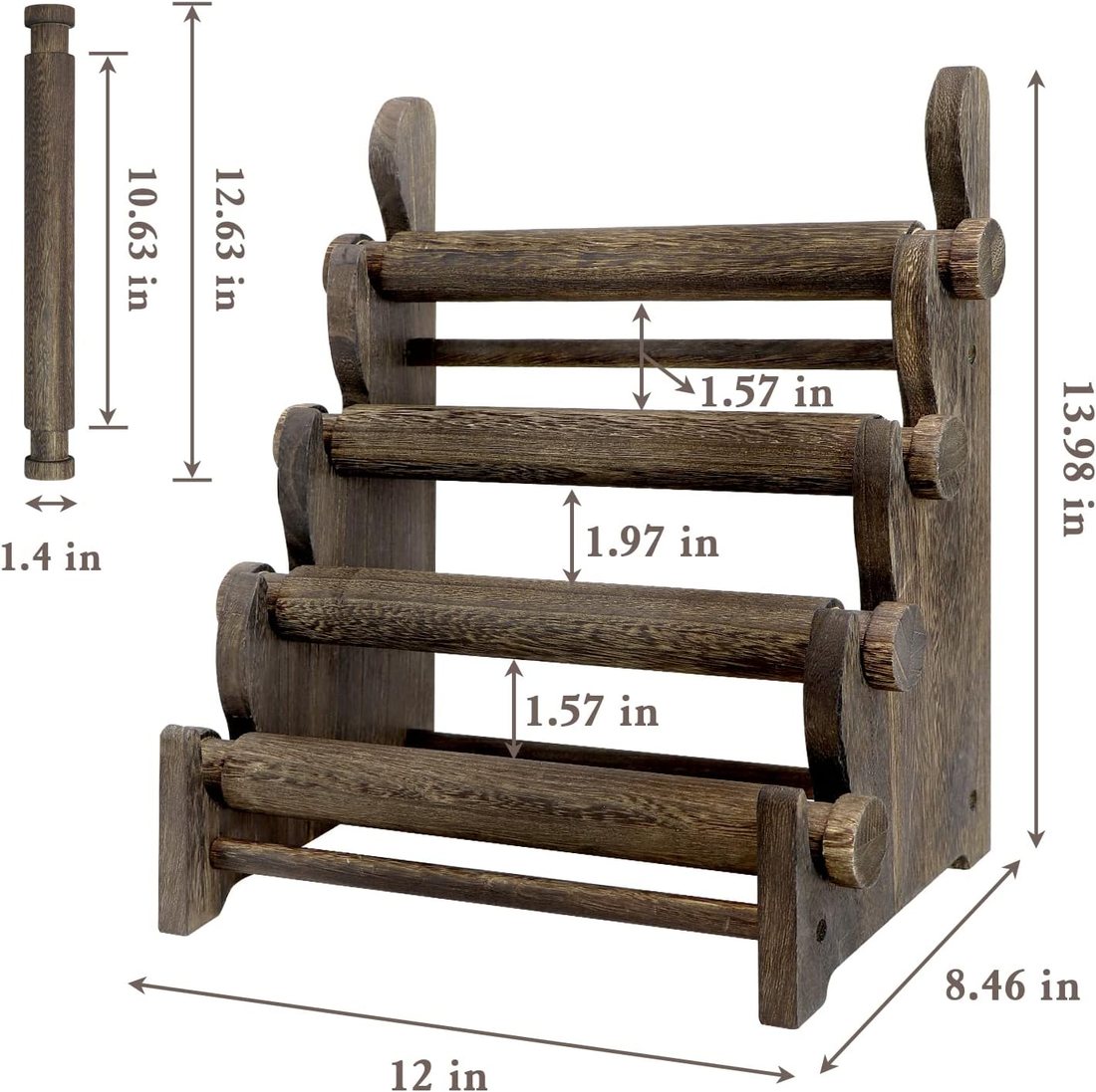Four-Tier Bracelet Stand, Brown, view 3