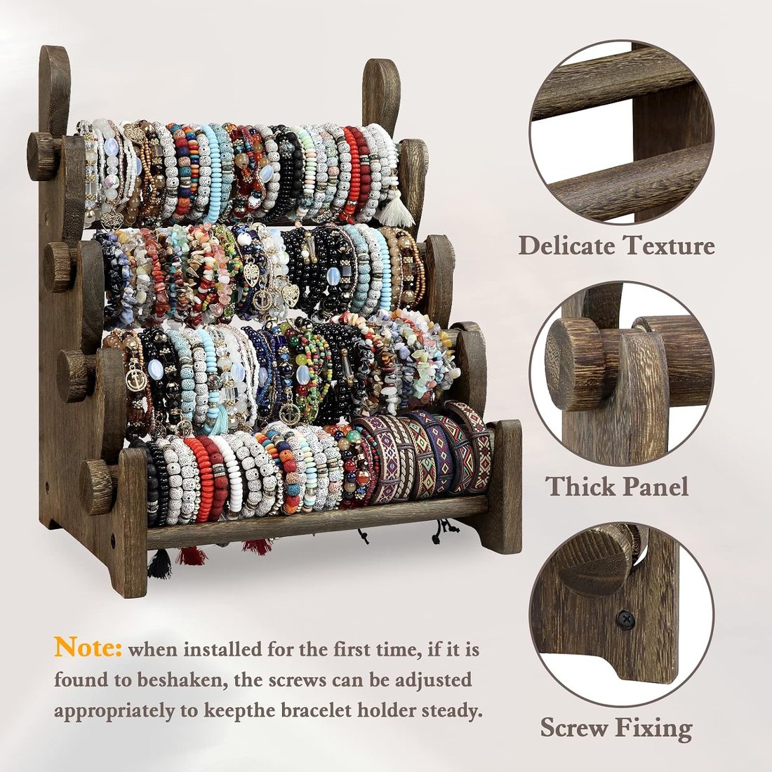 Four-Tier Bracelet Stand, Brown, view 4