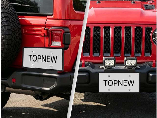 A plate bracket fitted to the front bumper of a red off-road truck