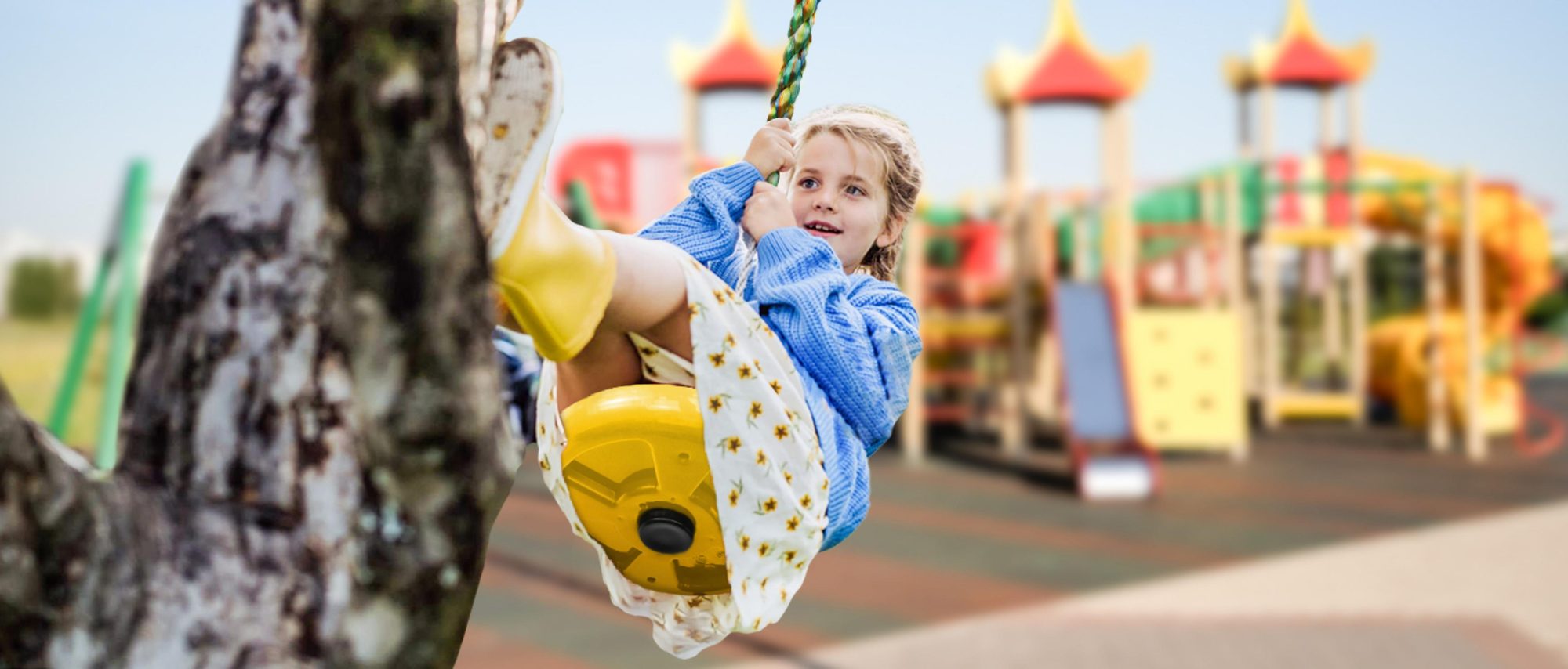 Playground grips sized for a whole fist, outdoors all season.