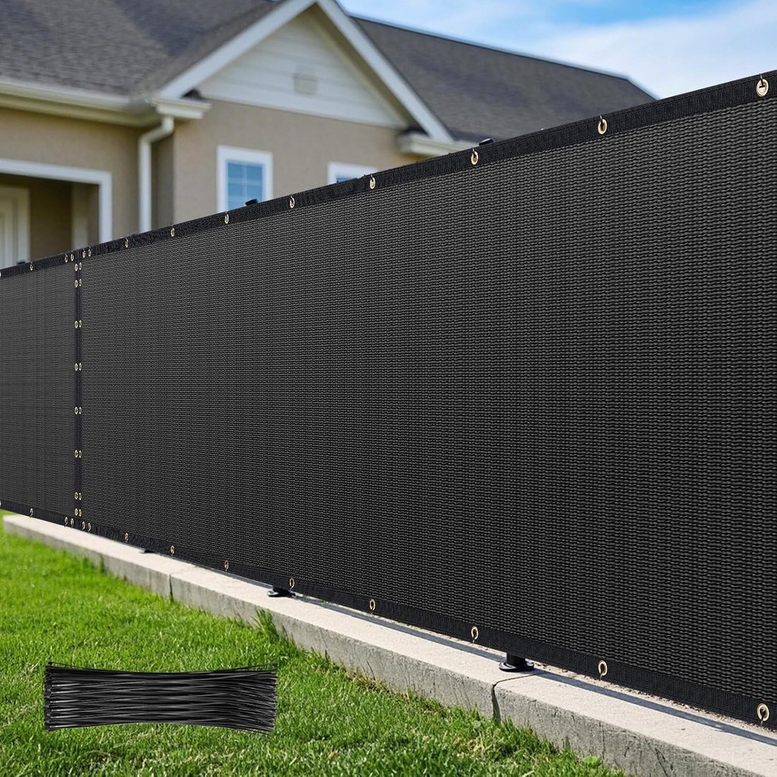 Privacy Screen, Four by Twenty-Five Feet, Black, view 2