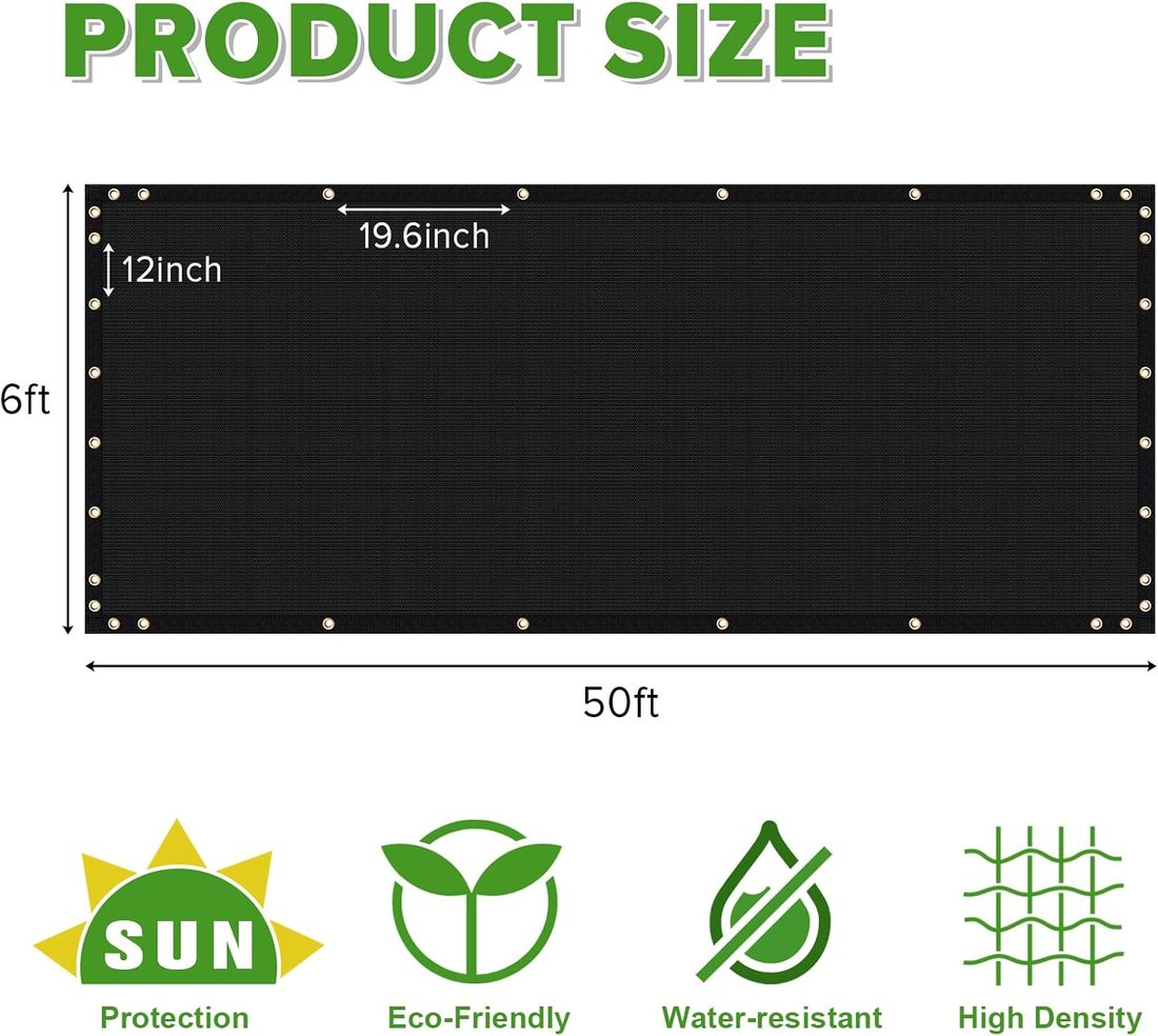 Privacy Screen, Six by Fifty Feet, Black, view 4