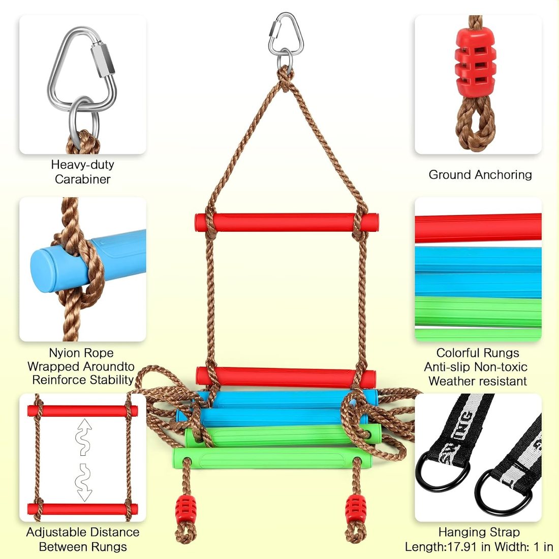 Twelve Trunk Holds with Rainbow Rope Ladder, view 4