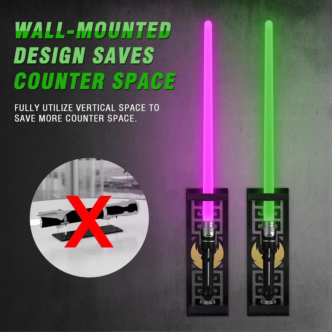Vertical Wooden Saber Rack, Black, view 5