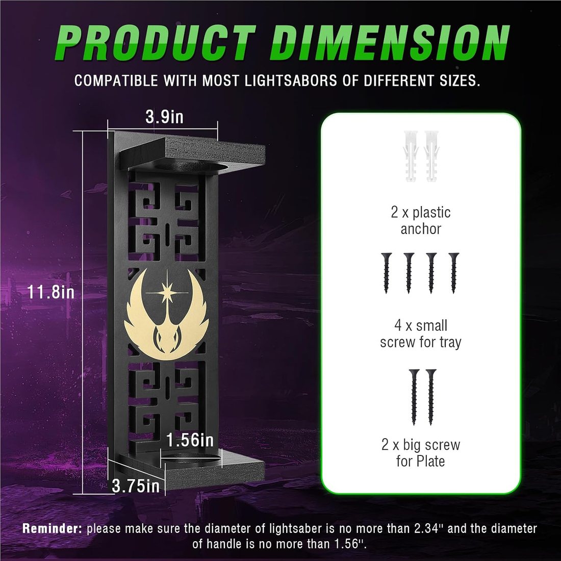 Vertical Wooden Saber Rack, Tall Black, view 3